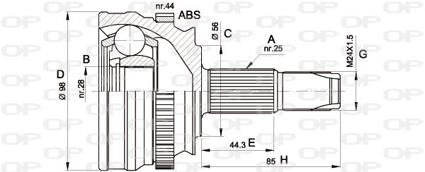OPEN PARTS Шарнирный комплект, приводной вал CVJ5153.10